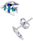 ფოტო #4 პროდუქტის Lab-Created Blue Opal Fish Stud Earrings in Sterling Silver