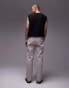 Topman straight leg textured trousers in stone