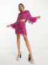 Фото #4 товара ASOS EDITION paillette fringe sequin long sleeve top in pink