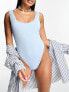 Фото #1 товара River Island crinkle texture swimsuit in light blue