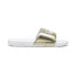 Puma Cool Cat 2.0 Metallic Shine Slide Mens Gold, White Casual Sandals 39539501