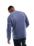 ASOS DESIGN knitted crew neck plush jumper in denim blue