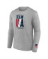Фото #2 товара Men's Heather Gray Distressed Team USA Vintage-Like-Like Stripes Long Sleeve T-shirt