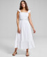 ფოტო #1 პროდუქტის Women's Crochet Trim Cotton Maxi Dress, Created for Macy's