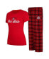 Фото #1 товара Women's Scarlet, Black Ohio State Buckeyes Arctic T-shirt and Flannel Pants Sleep Set