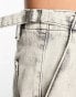 Фото #5 товара Pull&Bear adjustable waist wide leg jean in bleach wash grey