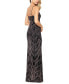 Women's Plunge-Neck Mesh-Inset Glitter-Print Gown