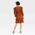 Women's Ruffle Long Sleeve Ruffle Dress - Universal Thread™ rust Size Small