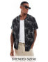 ASOS DESIGN relaxed revere beachy shirt with palm tree print in black Черный, L - Chest 42 - фото #1