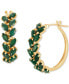 ფოტო #2 პროდუქტის Emerald Marquise-Cut Leaf Design Small Hoop Earrings (4 ct. t.w.) in 14k Gold, 0.67" (Also in Ruby & Sapphire)