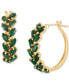 Фото #2 товара Emerald Marquise-Cut Leaf Design Small Hoop Earrings (4 ct. t.w.) in 14k Gold, 0.67" (Also in Ruby & Sapphire)