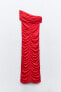 Asymmetric draped knit dress