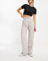 ASOS DESIGN wide leg dad trouser in stone