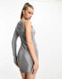 Threadbare asymmetric mini dress in silver glitter Серебристый, 40 - фото #2