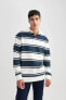 Фото #1 товара Comfort Fit Polo Yaka Çizgili Sweatshirt A5961ax23au