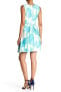 Taylor 155628 Women's Sleeveless Palm Print Pleated Dress Seafoam Sz. 10