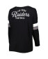 ფოტო #2 პროდუქტის Women's Black Las Vegas Raiders Plus Size Athletic Varsity Lace-Up V-Neck Long Sleeve T-shirt
