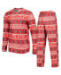 ფოტო #1 პროდუქტის Men's Red NC State Wolfpack Swivel Long Sleeve T-shirt and Pants Sleep Set