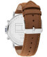 ფოტო #3 პროდუქტის Men's Multifunction Brown Leather Watch 44mm