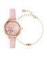 Women's Ammy Hearts Pink Leather Strap Watch 34mm and Bracelet Gift Set, 2 Pieces