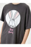 Bugs Bunny Tişört Arkası Baskılı Lisanslı Kısa Kollu Bisiklet Yaka Pamuklu