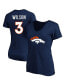 Фото #1 товара Women's Russell Wilson Navy Denver Broncos Plus Size Player Name and Number V-Neck T-shirt
