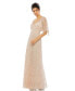 ფოტო #1 პროდუქტის Women's V Neck Flounce Sleeve Embellished Mesh Gown