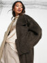 ASOS DESIGN smart half and half oversized coat in stone