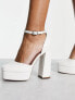 Фото #7 товара ASOS DESIGN Priority platform high block heeled shoes in white croc