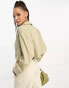 Stradivarius linen look utility jacket in khaki