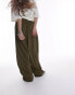 Topshop plisse balloon leg trouser in khaki