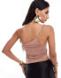 Фото #1 товара ASOS DESIGN twist shoulder asymmetric top in brown