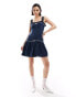 ASOS DESIGN ribbon frill strap mini dress with flippy hem in navy Синий, 34 - фото #1