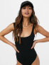 Фото #3 товара ASOS DESIGN cotton scoop neck vest bodysuit in black - BLACK