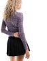 Фото #8 товара Daisy Street high neck long sleeve mesh top in check