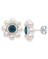 ფოტო #1 პროდუქტის Rhodolite Garnet (1-1/8 ct. t.w.) & Cultured Freshwater Pearl (3-1/2 - 4mm) Flower Stud Earrings in 10k Gold (Also in Blue Topaz)