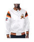ფოტო #1 პროდუქტის Men's White, Brown Distressed Cleveland Browns Vintage-Like Satin Full-Snap Varsity Jacket