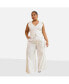 ფოტო #2 პროდუქტის Plus Size Tillie Stripe Wide Leg Pants W. Pockets