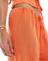 Kaiia tie waist wide leg trousers co-ord in orange Оранжевый, 34 - фото #5