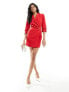 Фото #1 товара Miss Selfridge blazer dress with ruched detail in red