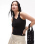 Фото #1 товара Topshop knitted asymmetric vest top in black