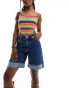 Фото #1 товара ASOS DESIGN denim bermuda shorts with turn up hem in wash blue