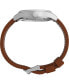 Фото #2 товара Men's Solar Brown Leather Strap Watch 36 mm