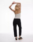 Фото #3 товара Topshop Petite cropped mid rise straight jeans with raw hems in black