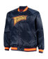 Men's Navy Golden State Warriors Big and Tall Hardwood Classics Raglan Satin Full-Snap Jacket