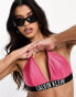 Calvin Klein intense power rib triangle bikini top in bright pink