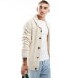 Brave Soul heavyweight cable knit cardigan in oatmeal