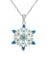 ფოტო #1 პროდუქტის Frozen Silver Plated Blue Crystal Snowflake Pendant Necklace, 18"