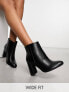 Фото #1 товара Yours Wide Fit heeled pointed ankle boots in black