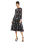 Фото #1 товара Women's Embellished Illusion Long Sleeve Midi Dress